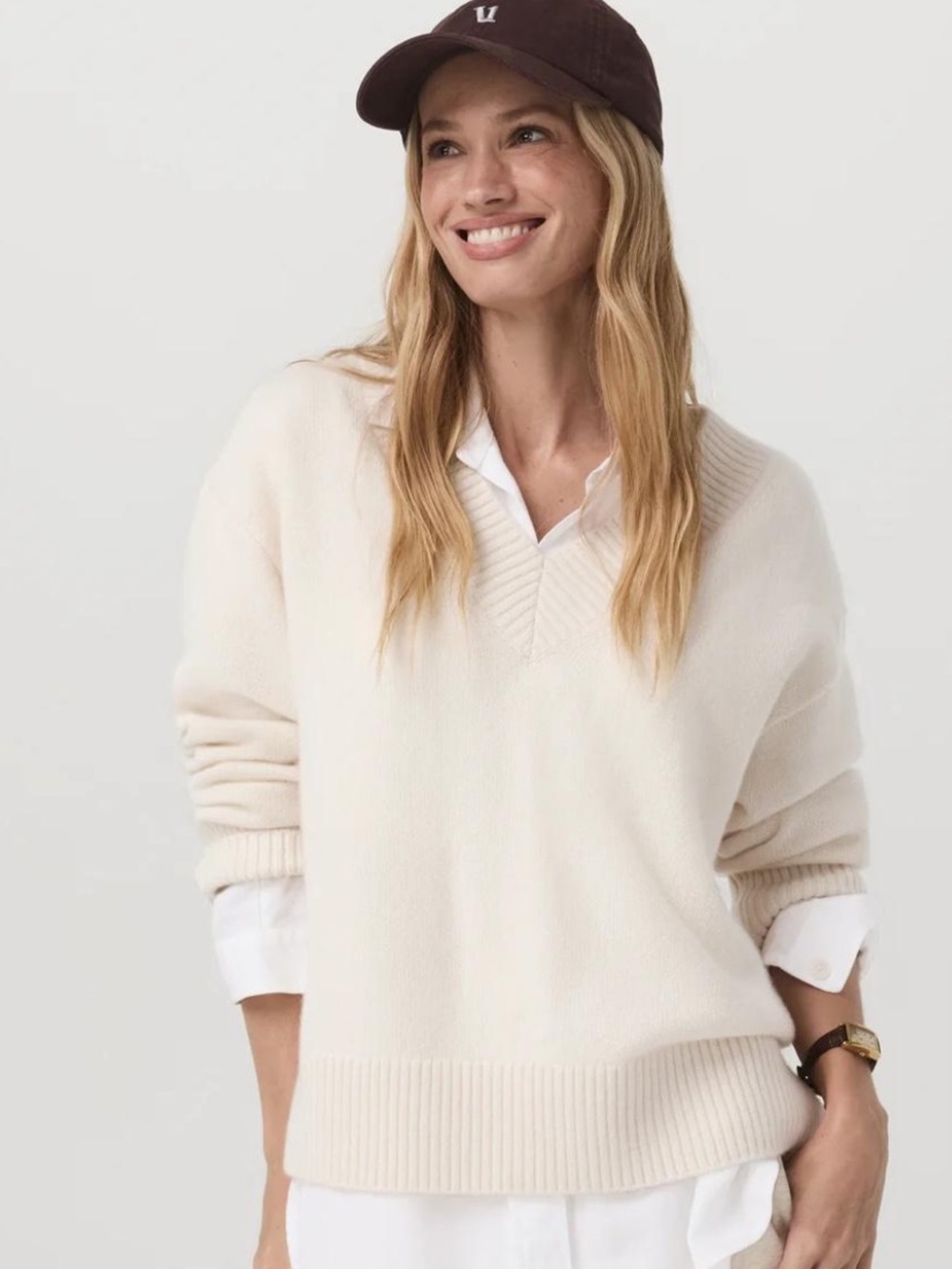 Vuori Emilie Porcelain White Cashmere Sweater Oversized XS